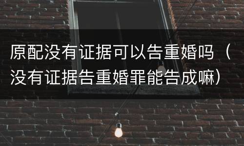 原配没有证据可以告重婚吗（没有证据告重婚罪能告成嘛）