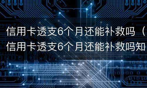 信用卡透支6个月还能补救吗（信用卡透支6个月还能补救吗知乎）