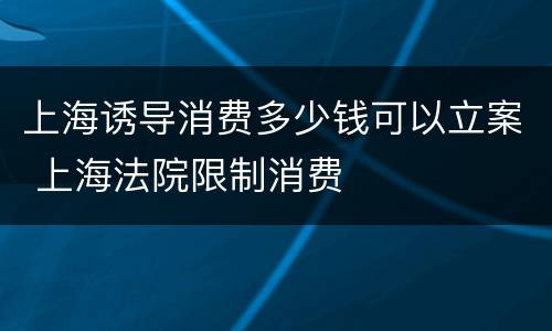 上海诱导消费多少钱可以立案 上海法院限制消费