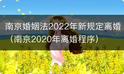 南京婚姻法2022年新规定离婚（南京2020年离婚程序）