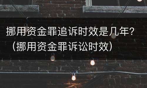 挪用资金罪追诉时效是几年？（挪用资金罪诉讼时效）