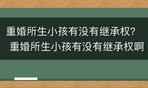 重婚所生小孩有没有继承权？ 重婚所生小孩有没有继承权啊