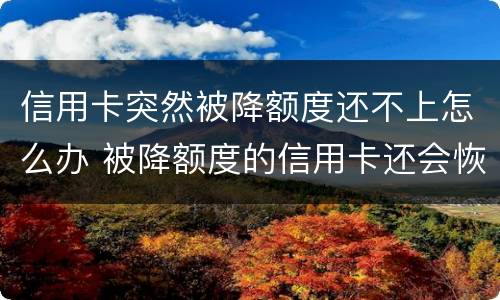 信用卡突然被降额度还不上怎么办 被降额度的信用卡还会恢复额度吗