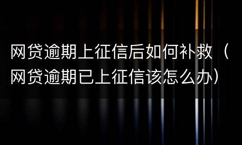 网贷逾期上征信后如何补救（网贷逾期已上征信该怎么办）