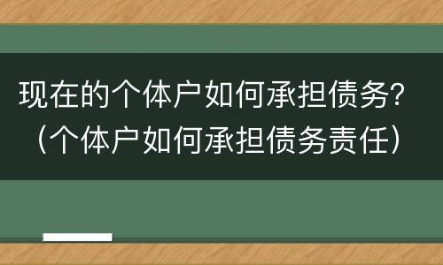 现在的个体户如何承担债务？（个体户如何承担债务责任）