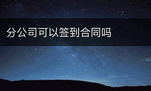 分公司可以签到合同吗