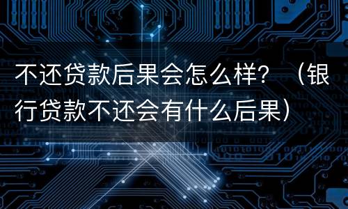 不还贷款后果会怎么样？（银行贷款不还会有什么后果）