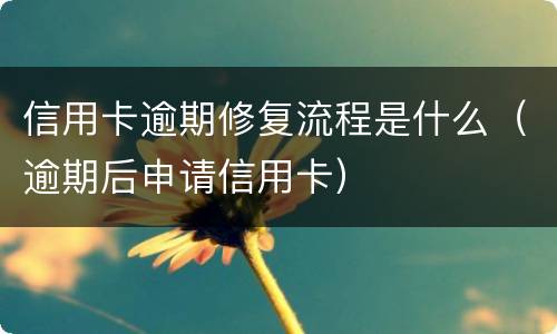 信用卡逾期修复流程是什么（逾期后申请信用卡）