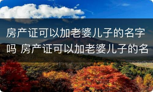 房产证可以加老婆儿子的名字吗 房产证可以加老婆儿子的名字吗