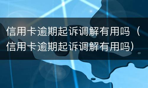 信用卡逾期起诉调解有用吗（信用卡逾期起诉调解有用吗）