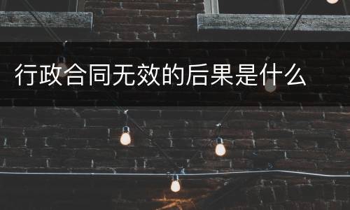 行政合同无效的后果是什么