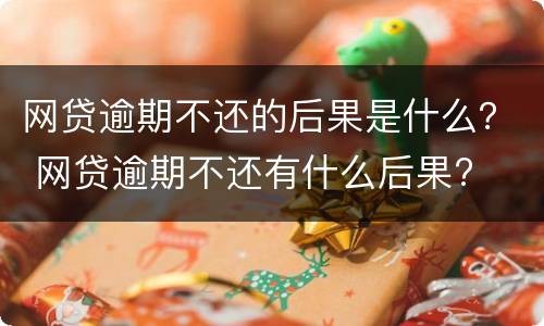 网贷逾期不还的后果是什么？ 网贷逾期不还有什么后果?