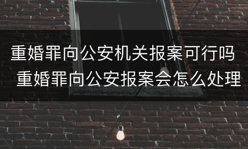重婚罪向公安机关报案可行吗 重婚罪向公安报案会怎么处理?