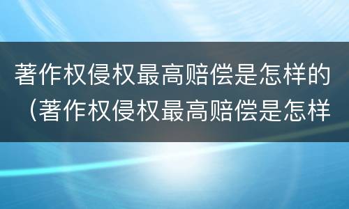 著作权侵权最高赔偿是怎样的（著作权侵权最高赔偿是怎样的案例）