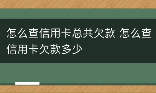 怎么查信用卡总共欠款 怎么查信用卡欠款多少