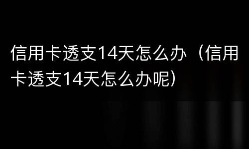 信用卡透支14天怎么办（信用卡透支14天怎么办呢）
