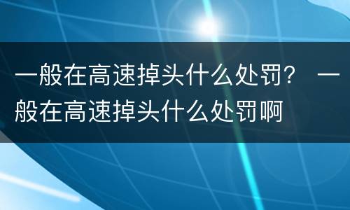 一般在高速掉头什么处罚？ 一般在高速掉头什么处罚啊