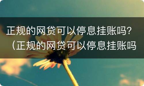 正规的网贷可以停息挂账吗？（正规的网贷可以停息挂账吗安全吗）