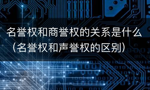 名誉权和商誉权的关系是什么（名誉权和声誉权的区别）