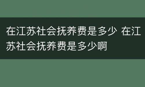 在江苏社会抚养费是多少 在江苏社会抚养费是多少啊