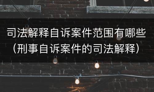 司法解释自诉案件范围有哪些（刑事自诉案件的司法解释）