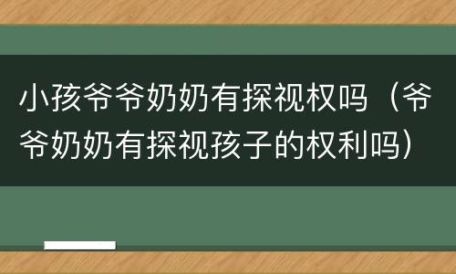 小孩爷爷奶奶有探视权吗（爷爷奶奶有探视孩子的权利吗）