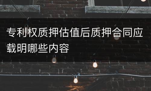 专利权质押估值后质押合同应载明哪些内容