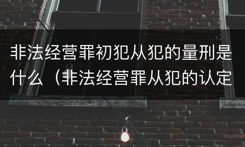 非法经营罪初犯从犯的量刑是什么（非法经营罪从犯的认定）