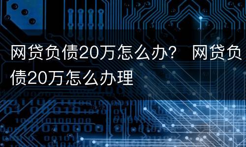 网贷负债20万怎么办？ 网贷负债20万怎么办理