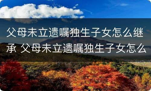 父母未立遗嘱独生子女怎么继承 父母未立遗嘱独生子女怎么继承房产