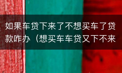 如果车贷下来了不想买车了贷款咋办（想买车车贷又下不来有什么办法）