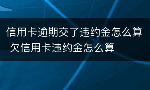信用卡逾期交了违约金怎么算 欠信用卡违约金怎么算