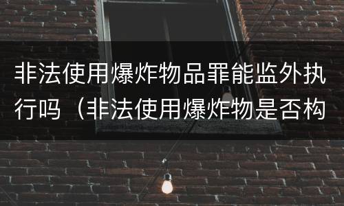 非法使用爆炸物品罪能监外执行吗（非法使用爆炸物是否构成犯罪）