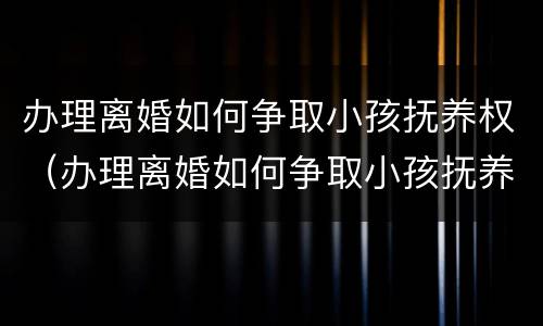 办理离婚如何争取小孩抚养权（办理离婚如何争取小孩抚养权呢）