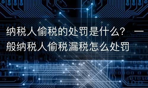 纳税人偷税的处罚是什么？ 一般纳税人偷税漏税怎么处罚