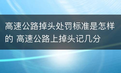 高速公路掉头处罚标准是怎样的 高速公路上掉头记几分