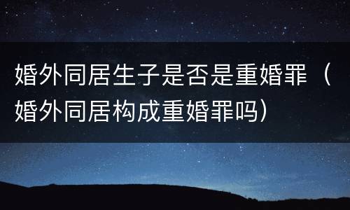 婚外同居生子是否是重婚罪（婚外同居构成重婚罪吗）