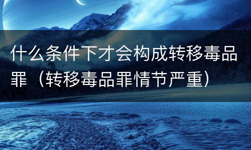 什么条件下才会构成转移毒品罪（转移毒品罪情节严重）