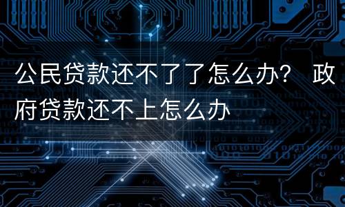 公民贷款还不了了怎么办？ 政府贷款还不上怎么办