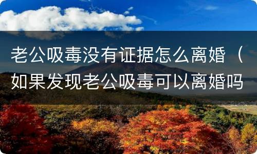 老公吸毒没有证据怎么离婚（如果发现老公吸毒可以离婚吗）