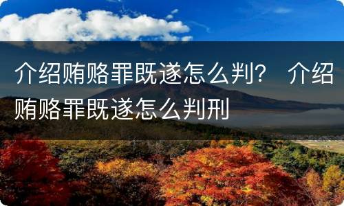 介绍贿赂罪既遂怎么判？ 介绍贿赂罪既遂怎么判刑