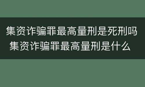 集资诈骗罪最高量刑是死刑吗 集资诈骗罪最高量刑是什么