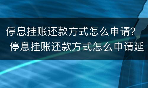 停息挂账还款方式怎么申请？ 停息挂账还款方式怎么申请延期