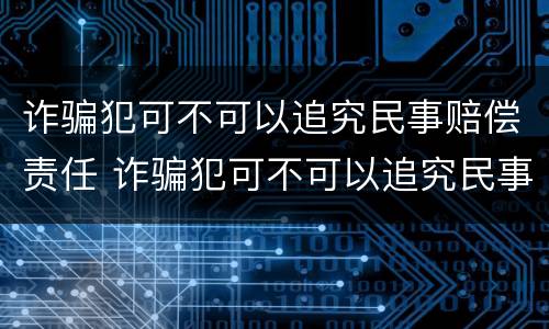 诈骗犯可不可以追究民事赔偿责任 诈骗犯可不可以追究民事赔偿责任和义务