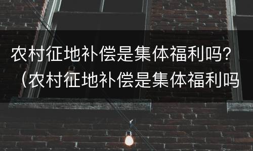 农村征地补偿是集体福利吗？（农村征地补偿是集体福利吗知乎）