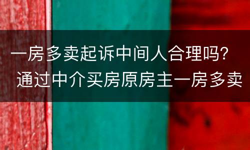 一房多卖起诉中间人合理吗？ 通过中介买房原房主一房多卖