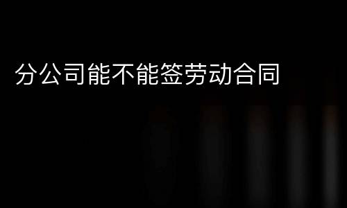 分公司能不能签劳动合同