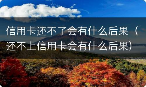 信用卡还不了会有什么后果（还不上信用卡会有什么后果）