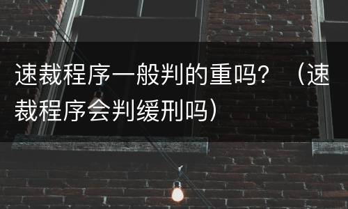 速裁程序一般判的重吗？（速裁程序会判缓刑吗）