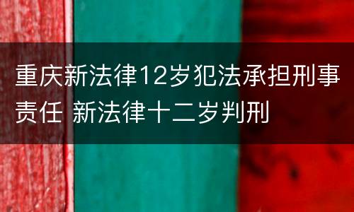 重庆新法律12岁犯法承担刑事责任 新法律十二岁判刑